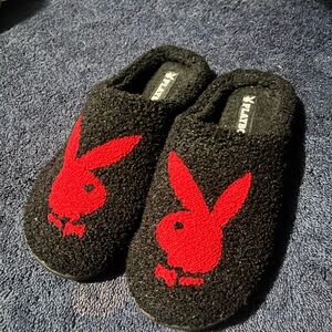 PLAYBOY Black and Red Indoor Slippers